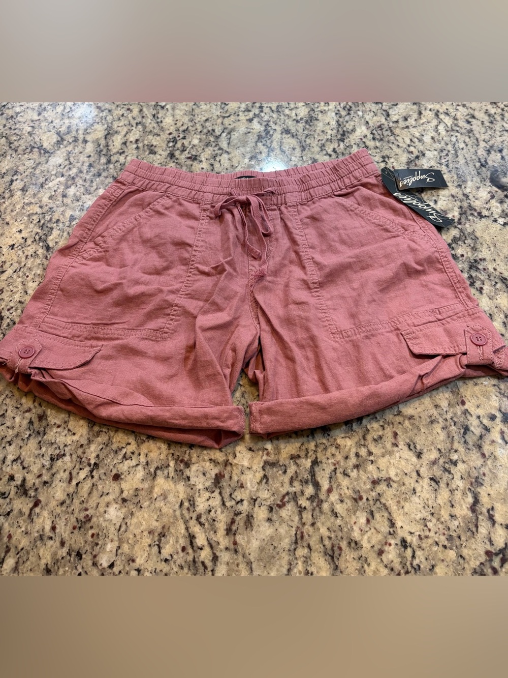 Supplies Women's Drawstring Linen Blend Shorts - Dusty Rose